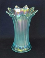 Thin Rib 7" squatty vase - ice blue