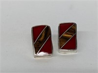 .925 Sterling Silver Red Stone/Tigers Eye