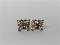 12K/.925 Sterling Silver Butterfly Earrings