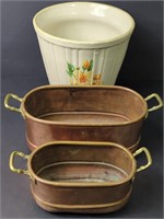 Copper and Ransbottom Pottery Planters
