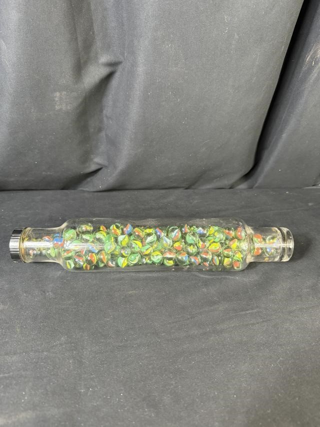 Glass Rolling Pin Full of Marbles