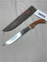 Long Wooden Handle and hand Stitch Leather Sheath