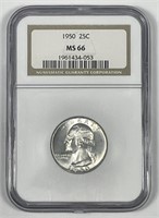 1950 Washington Silver Quarter NGC MS66