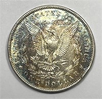 1885 Morgan Silver $1 Rainbow Toned AU details