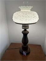 Wood Based Lamp 12" Dia x 27"H