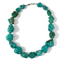 Large Raw Turquoise Bead Necklace