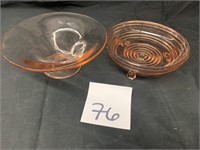 2 PIECES OF PINK DEPRESSION GLASS