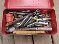 metal toolbox full of sockets and allen wrenches