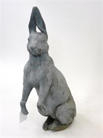 Lead standing garden rabbit, gray patina, 22"