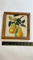 Framed Cross Stitch pears art