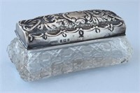 Edwardian Sterling Silver and Crystal Toilet Box