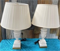 11 - PAIR OF MARBLE BASE TABLE LAMPS (B61)