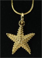 18K Yellow gold starfish pendant with 18K