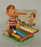 1962 Rosko Battery Op Pinocchio Tin Litho Toy