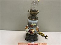 ORANTE BRASS HAND PAINTED OIL LAMP COVERT ELECTRIC