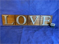 Wood Sign w/LOVE Raised Letters, 30x6.5"