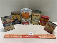 NICE LOT OF VINTAGE TINS WITH LABELS