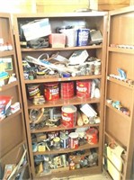 Brown metal cabinet and all the contents as shown