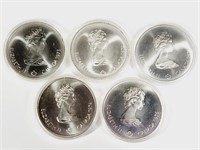 (5) 1976 Canada $10 Olympic Coins