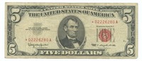 1963 $5 "Star Note" Red Seal Legal Tender U.S.