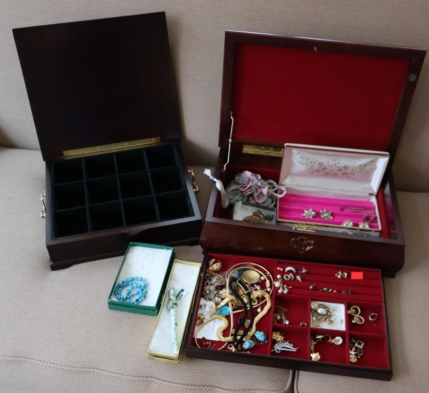 Jewelry Boxes w/ Collection of Costume Jewelry