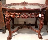 Oval Side Table Elaborately Carved