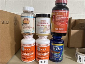 Lot of 6 assorted Tumeric vitamins please inspect