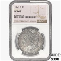 1891-S Morgan Silver Dollar NGC MS61