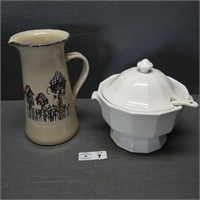 Home & Garden Stoneware Pitcher & Soup Tureen