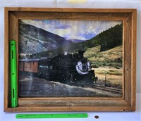 barn wood frame with train picture