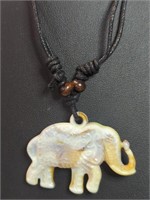 Hand carved bone elephant necklace