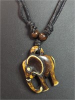 Hand carved bone elephant necklace