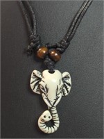 Hand carved bone elephant necklace