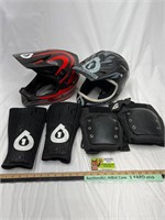 SixSixOne mountain biking helmets and pads.