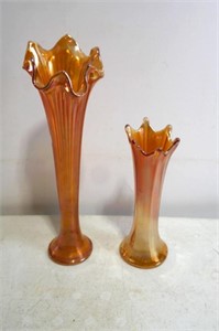 Pair Carnival Glass Vases