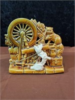McCoy spinning wheel planter approx 7 inches tall