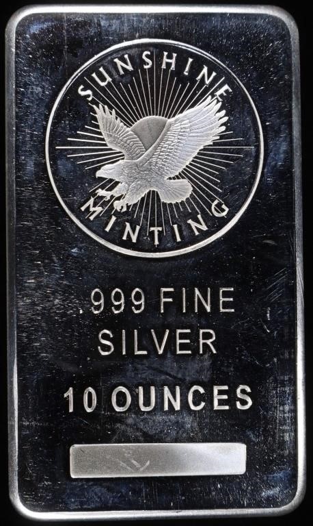 (1) 10 OZ .999 SILVER SUNSHINE MINTING BAR