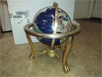 Stone Inlaid Globe on Brass Stand