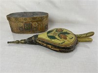 Antique PA Dutch Folk Art Dresser Box & Bellows