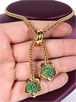 18K YELLOW GOLD EMERALD LEGI FLORAL NECKLACE