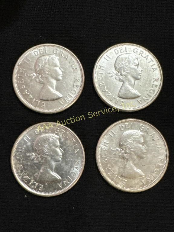 (4) silver 1963 Canada 50 cents coins