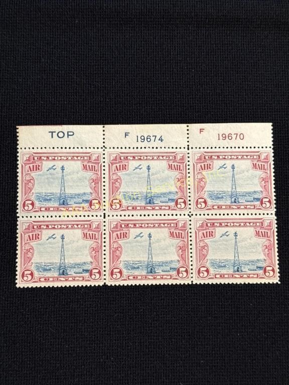 SC#C11 5 cents U.S. Airmail stamps block of 6