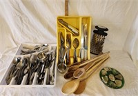 Utensils, Trivet, Wooden Spoons, Measuring Cups