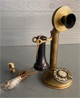 Antique Candlestick Brass Phone (See Details)