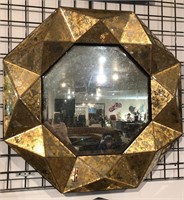 Eglomise Gold Leaf Antique Round Mirror 85