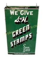 Porcelain Double Sided S & H Green Stamps Sign