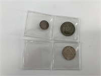 Three silver coins: 1957 Dutch 1 Gildan unc., 1917