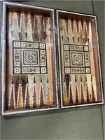 Ornately Inlaid Backgammon Board with Pieces