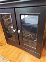 Black Glass Front Cabinet 28 x 20 x 30" Contents