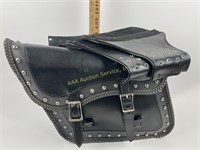 Leather motorcycle side pocket